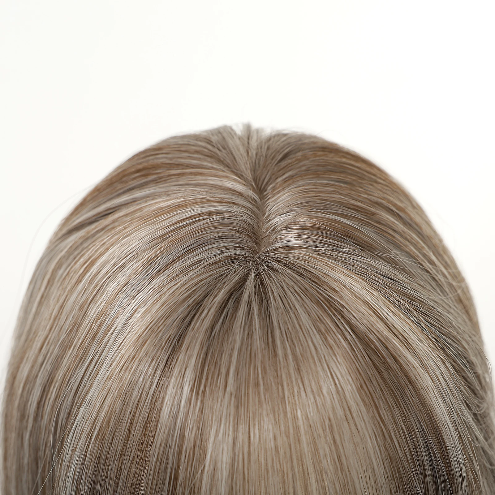 GEMMA Ombre Blonde Synthetic Wigs with Bangs Silk Straight Fake Hair Natural Looking Heat Resistant Daily Party Hair for Women