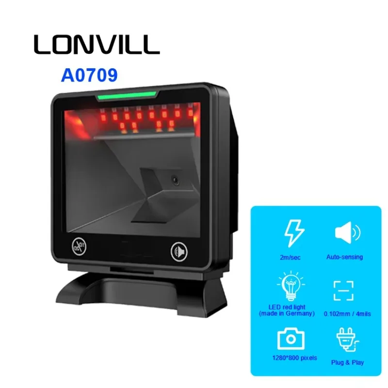 Groothandel USB Handsfree Big Scan Window QR-codelezer Platform Barcodescanner voor POS Supermarkt Retail