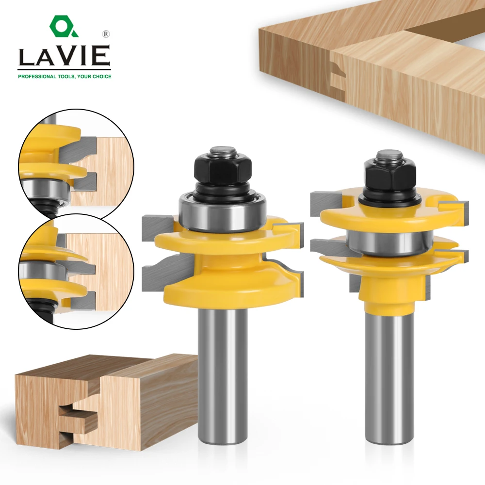 LAVIE 1/2" 12mm Shank Beading Router Bit Set, 1-5/8" Dia. 7/8" Inner Width Bearing Guided Cutter, 2-7/8" Milling Tool MC03132