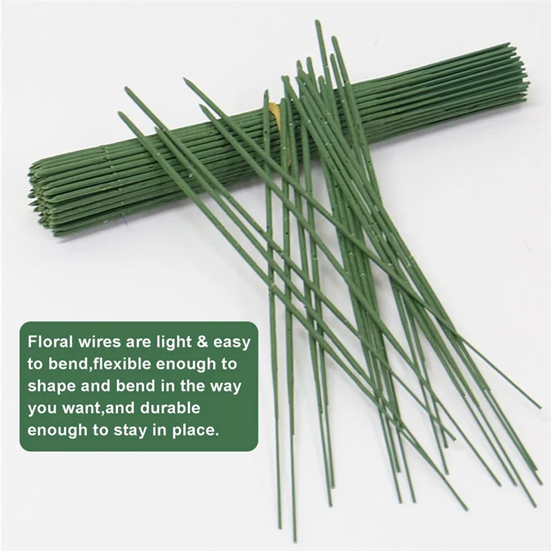

GIGI Florist Wire, 200Pcs Plastic Floral Stem, Artificial Flower Rod, Plant Stub Wire Green Florist Wires, Floral Wire