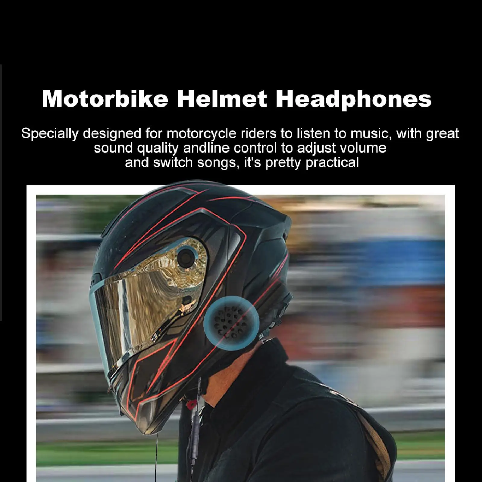 

Helmet Headset Earphones Adults Replacement Stereo Speaker Headphone for Sports Motorbike Travel Riding