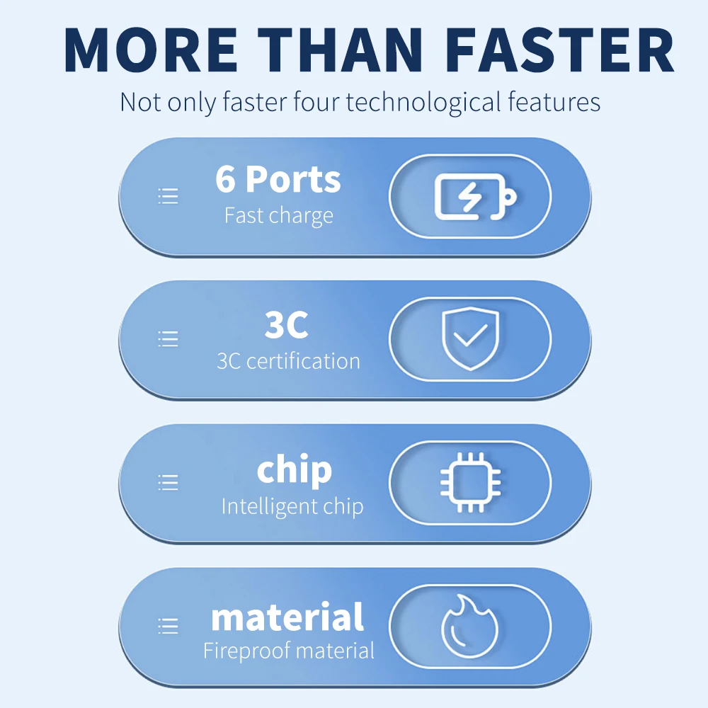 متعددة 6 منافذ الهاتف المحمول شحن سريع إجمالي 65 واط USB/PD الهاتف الذكي الجدار شاحن الاتحاد الأوروبي/الولايات المتحدة التوصيل آيفون سامسونج Xiaomi هواوي