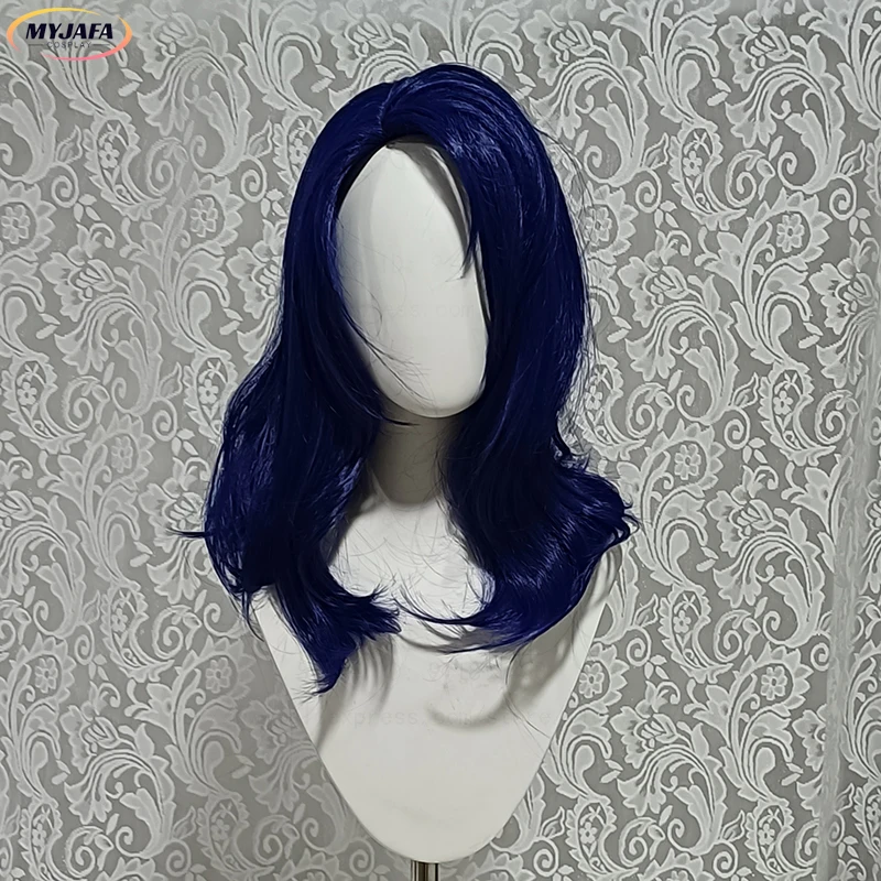 High Quality Sleepy Mita Cosplay Wig  Purple Blue Side Parting Wavy Heat Resistant Synthetic Hair Anime MiSide Wigs + Wig Cap