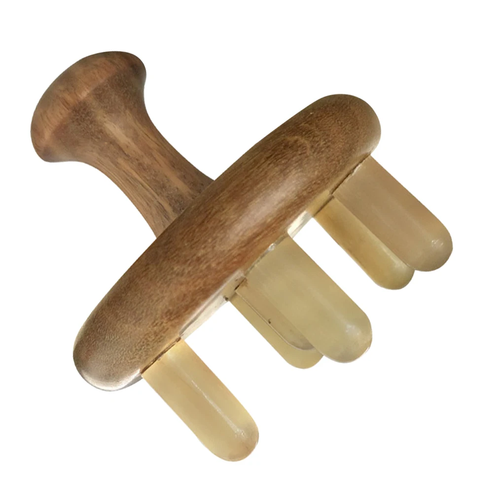 

Horn Massage Comb Shampoo Brush Light Brown Scalp Gua Sha Tool Massager Hair Growth WoodMassage Tools
