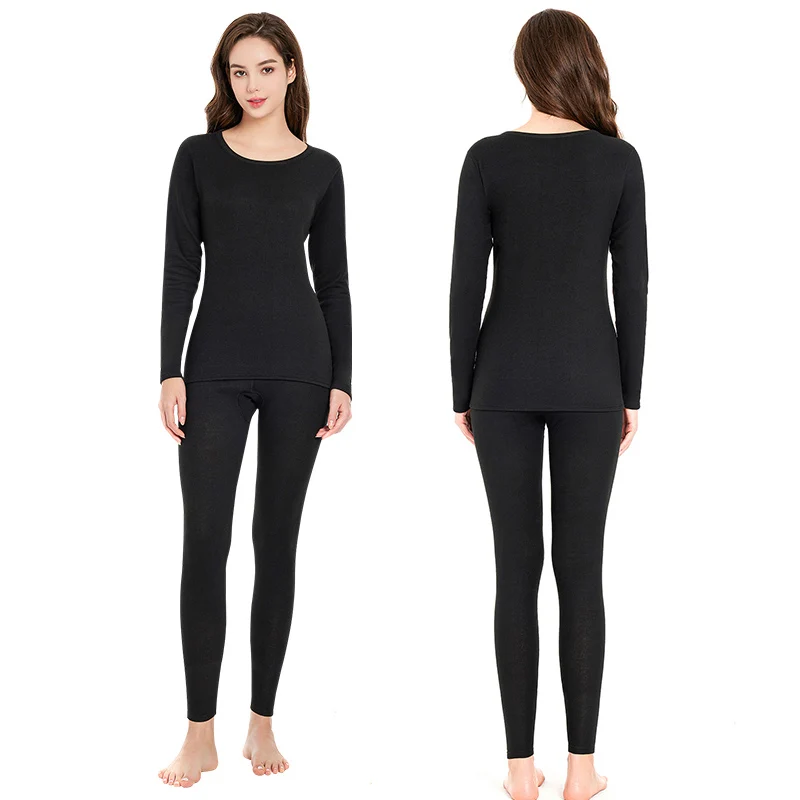 2-PieceLadies Slim sexy Warm Bottoming Suit Solid Color Simple And Versatile Long-sleeved Trousers Underwear Suit Home Clothes