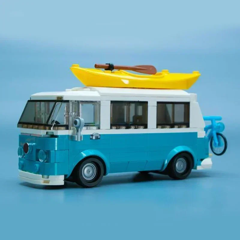 Bloques de construcción Moc para niños, juguete de ladrillos para armar furgoneta Camper T2, modelo de coche de ciudad clásico, ideal para regalo de Navidad