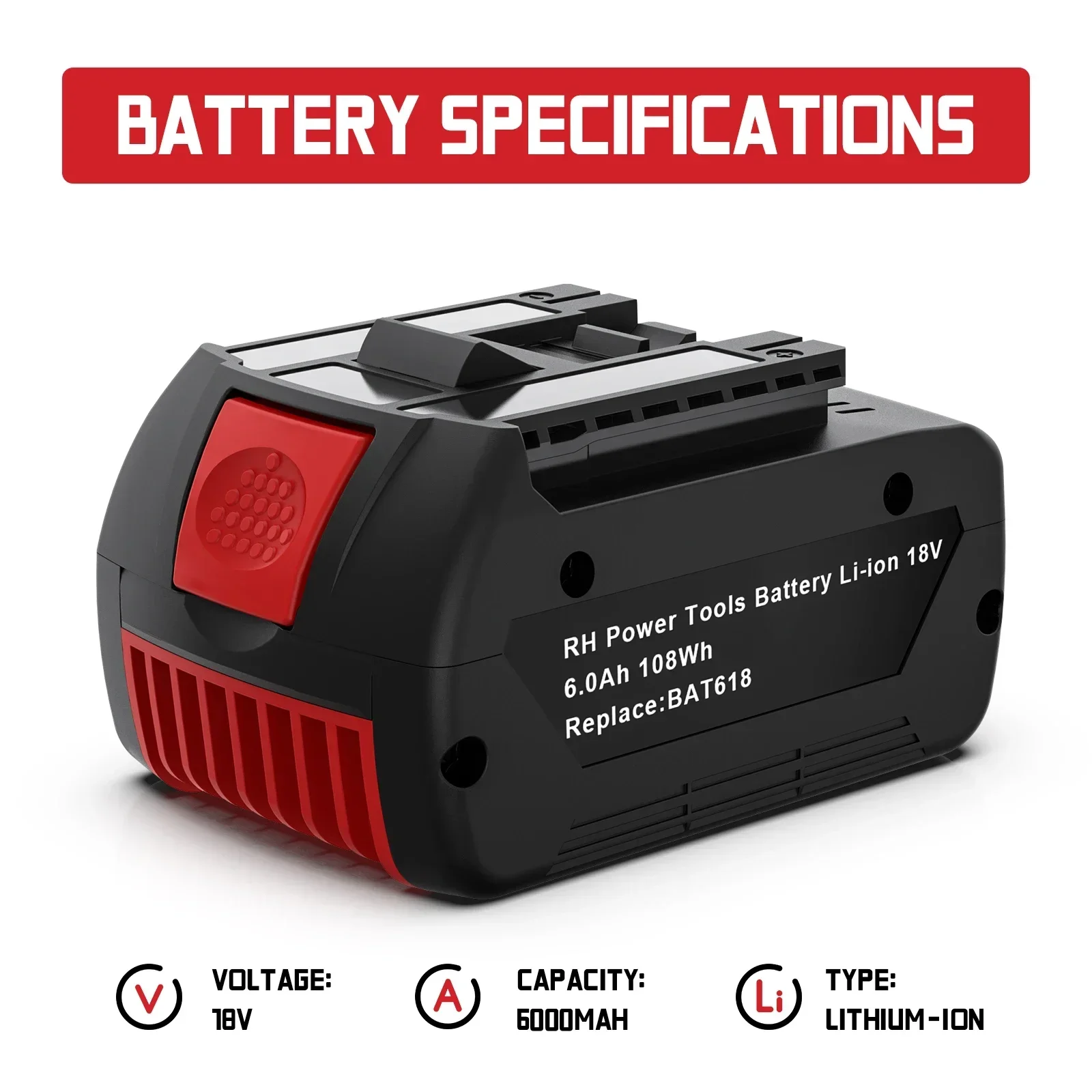 For BOSCH Professional 18V Battery BAT609 BAT610 For Bosch 18V Li-ion Battery Drill Battery GBA18V GSR18V BAT618 BAT619 BAT620