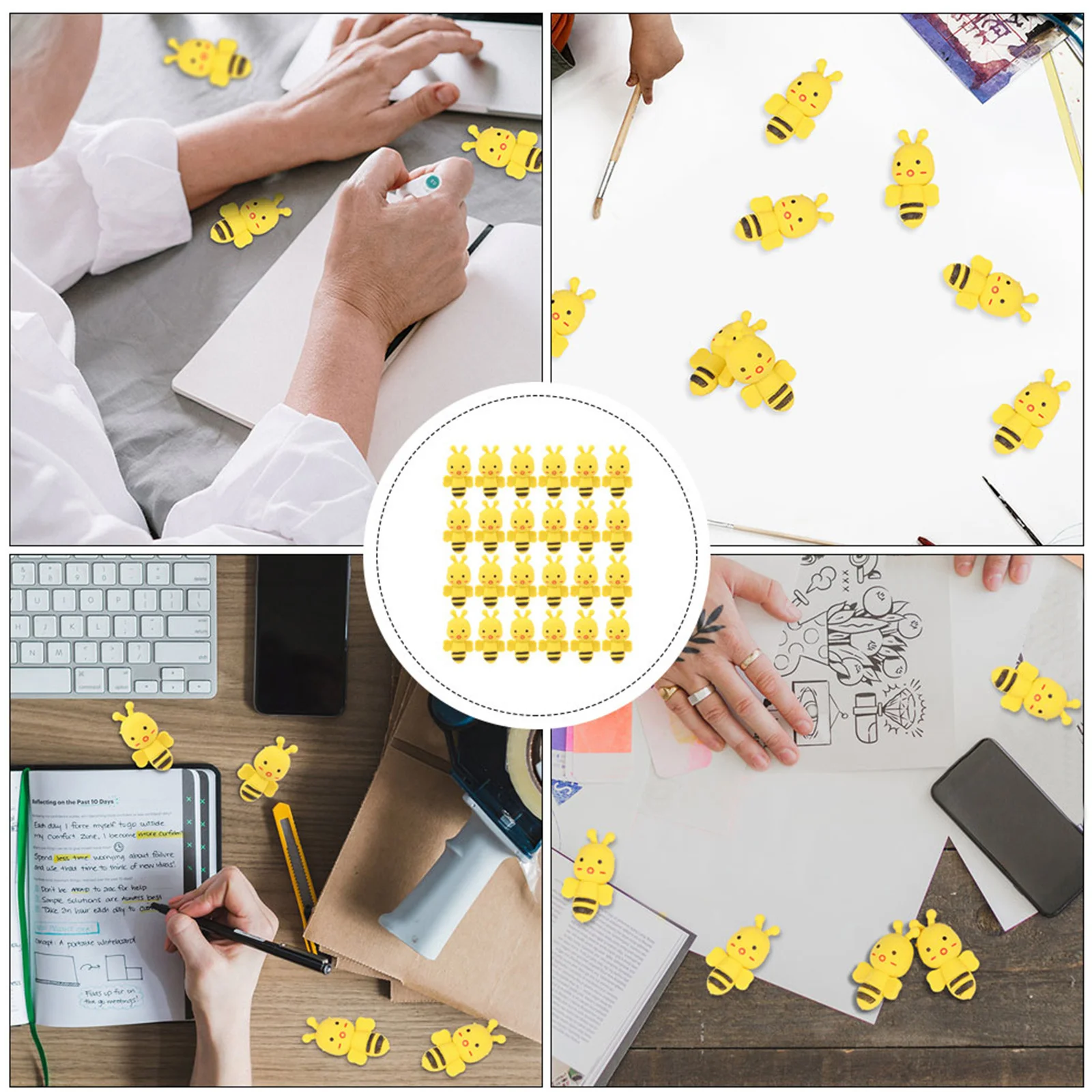 

30Pcs Colorful Bee Erasers Fun Cartoon Erasers for Kids Bulk School Supplies and Collectibles Kindergarten Eraser Gift