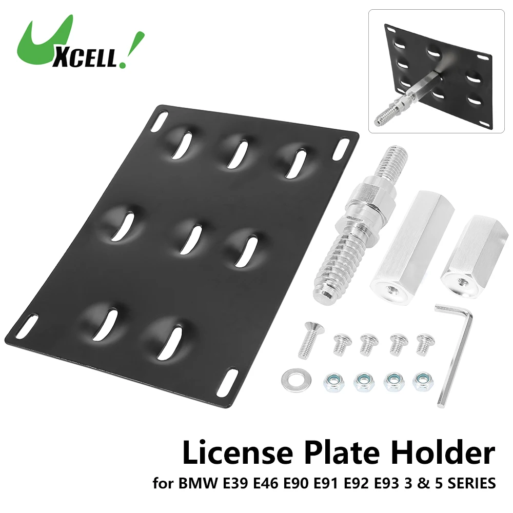 

UXCELL Car Front Bumper Tow Hook License Plate Mount Bracket Holder Set Bolt On for BMW E39 E46 E90 E91 E92 E93 3 & 5 SERIES