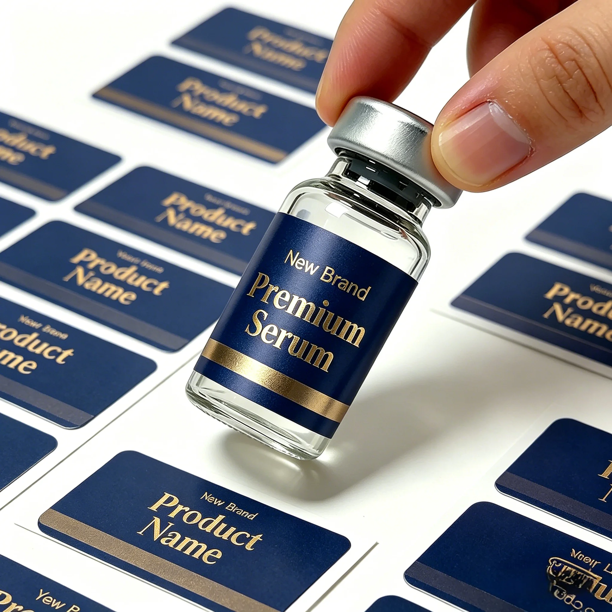 Premium Gold Foil Vinyl Labels,Strong Adhesive Stickers,3ml/5ml/10ml Vial Decals for Beauty Fitness view 3