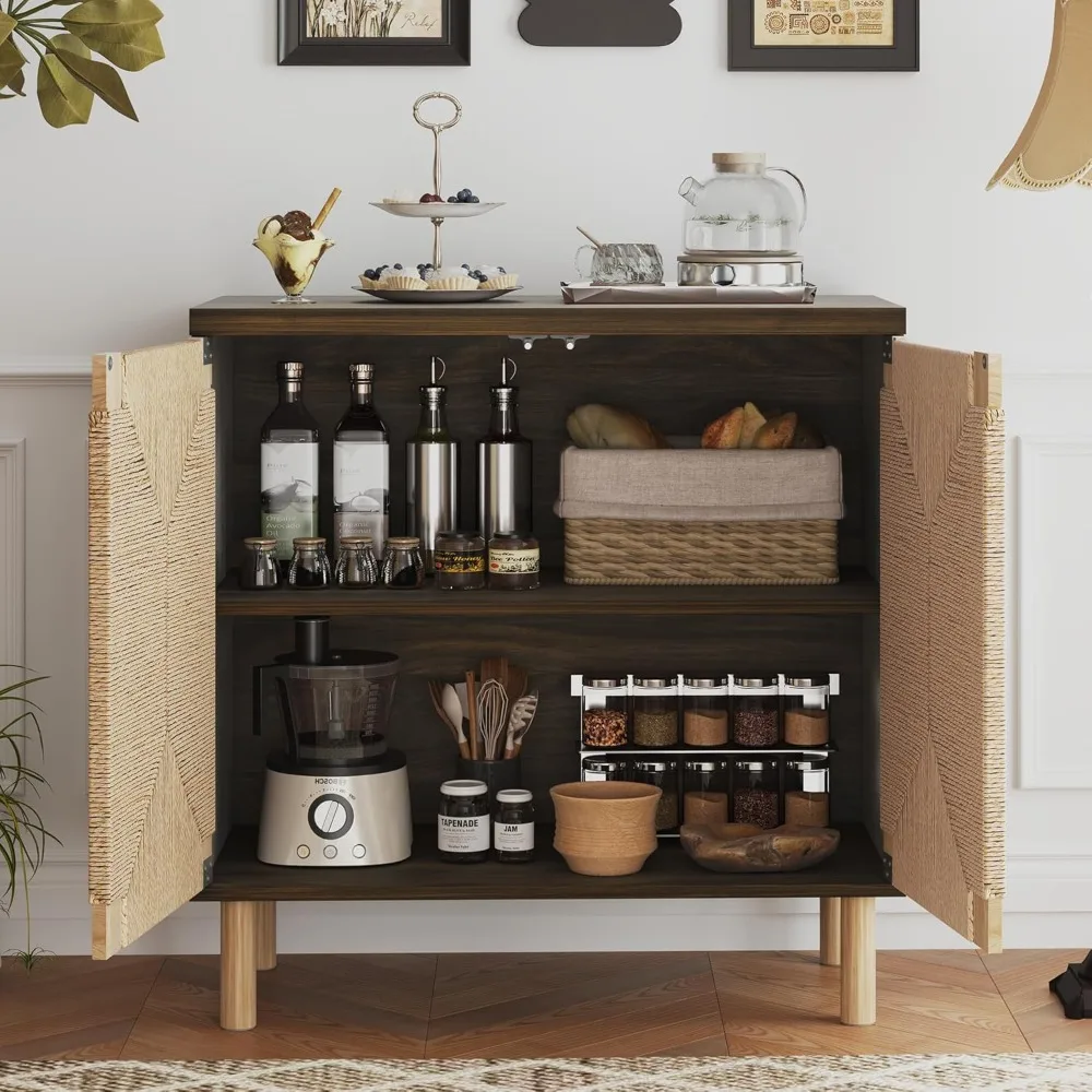 خزانة خشبية، خزائن تخزين المطبخ مع بابين من الأعشاب البحرية ورف قابل للتعديل، خزانة تخزين للممر، المدخل #3