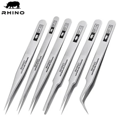 RHINO Anti-acid Anti-magnetic High-precision Professional Stainless Steel Tweezers Japan Repair Tool NO.RP Series