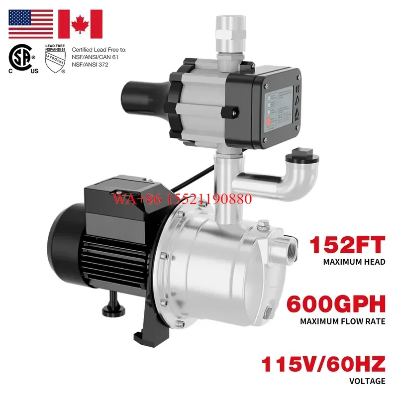 WMWMNU High Quality 115V Single Voltage Motor Stainless Steel Water Pressure Booster Pump for Home Use