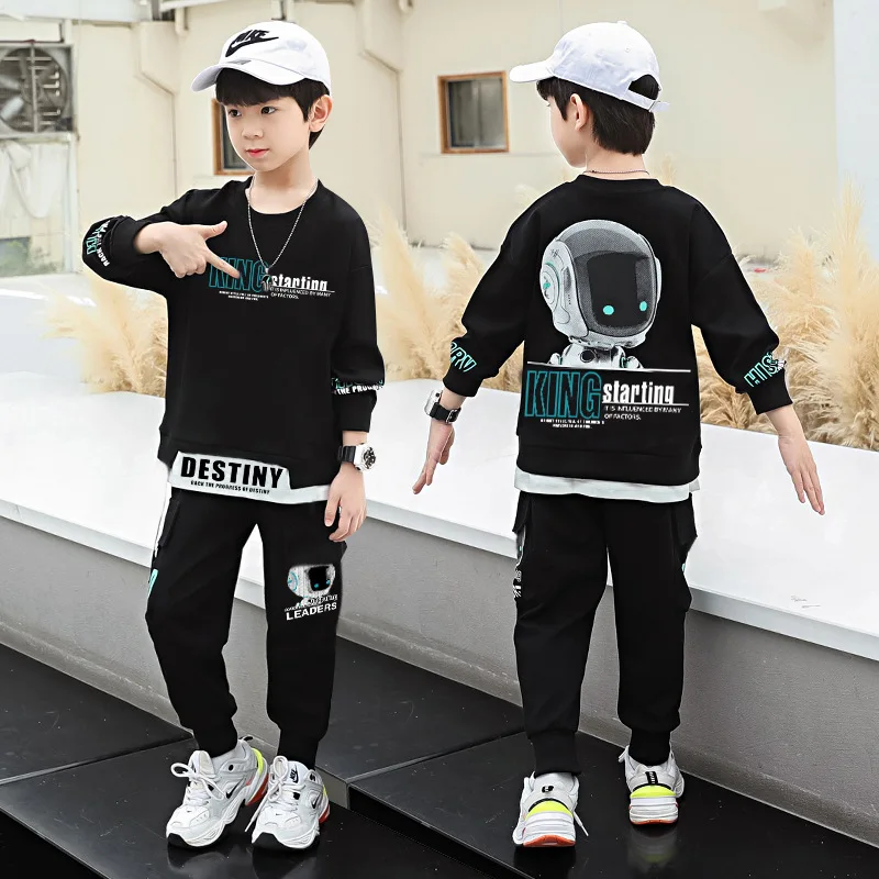 2024 teens winter Autumn Boys Clothes Children robot Set Sweatshirt + Pants Tracksuits Kids Sport Suit 4 8 9 10 11 12 13 Year