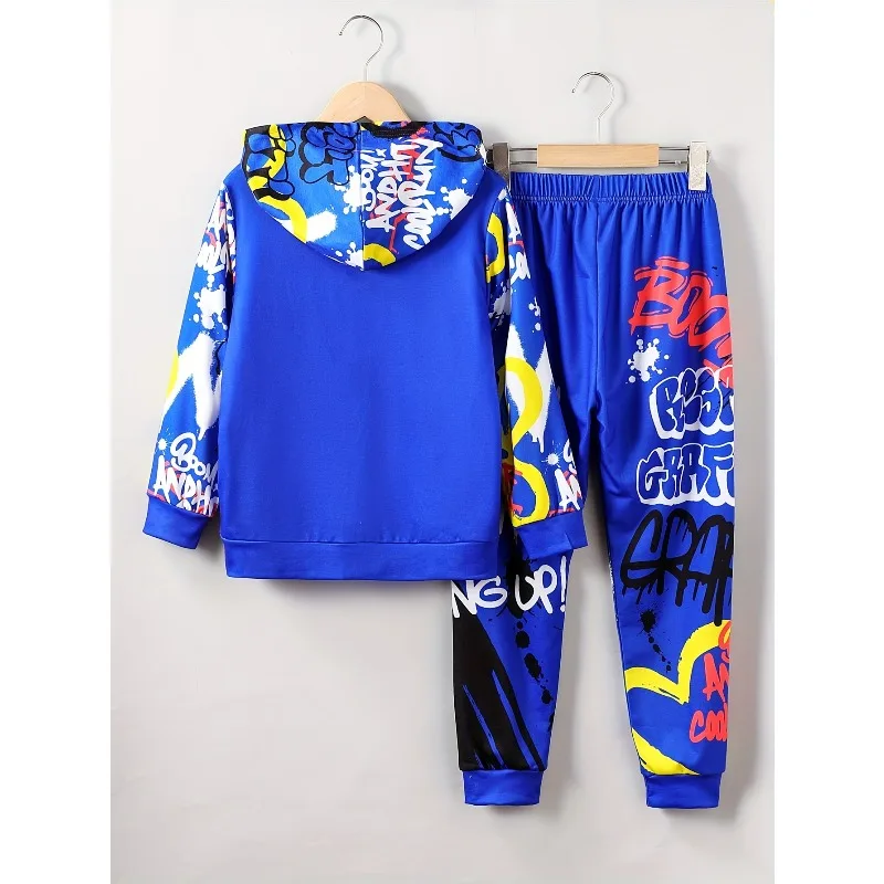 مجموعة سراويل بقلنسوة مطبوعة ثلاثية الأبعاد فضفاضة غير رسمية للرجال لعام 2025