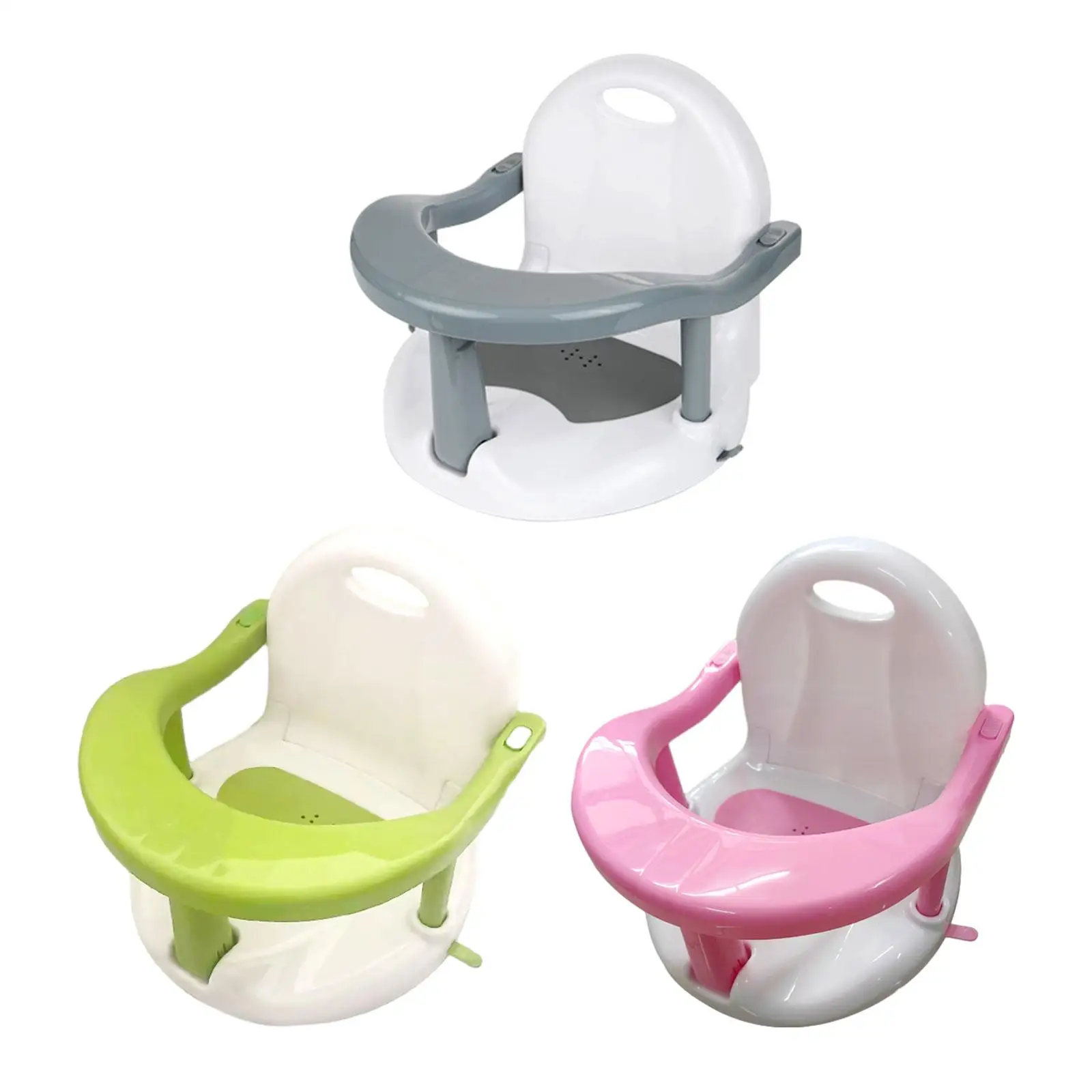 Baby Bath Tub Seat Bathroom Drainage Hole Non Slip Bath Tub Seat Suction Baby Sitting for 6 Month & up Newborn Babies Gift Kids