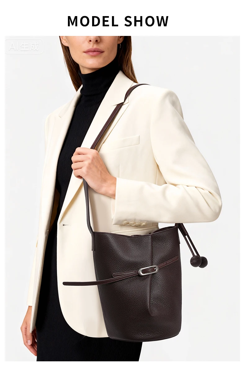 2026 Neu eingetroffene Damen-Umhängetasche aus echtem Leder, Nischen-Design mit hochwertiger Textur, großes Fassungsvermögen, minimalistisch und vielseitig – Detail 1