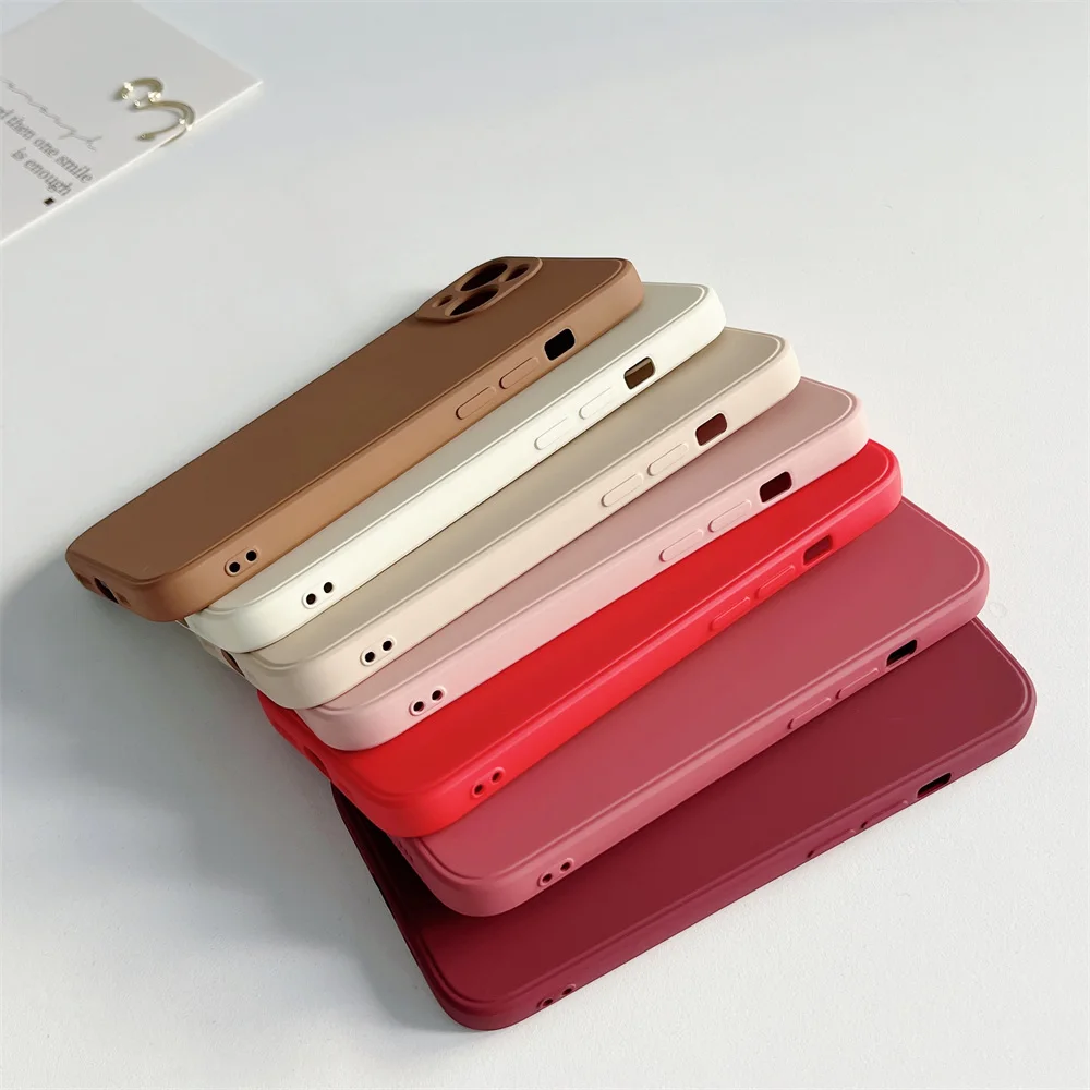 Square Liquid Silicone Phone Case For iPhone 16 15 14 13 12 11 Pro Max Mini X XR XS Max 7 8 Ultra Thin Soft Candy Color Cover