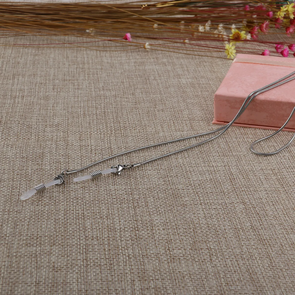 Stainless Steel Eyeglass Chain Snake Style Adjustable Non-Slip Neck Strap Holder 65Cm Eyeglass Cord Sunglasses