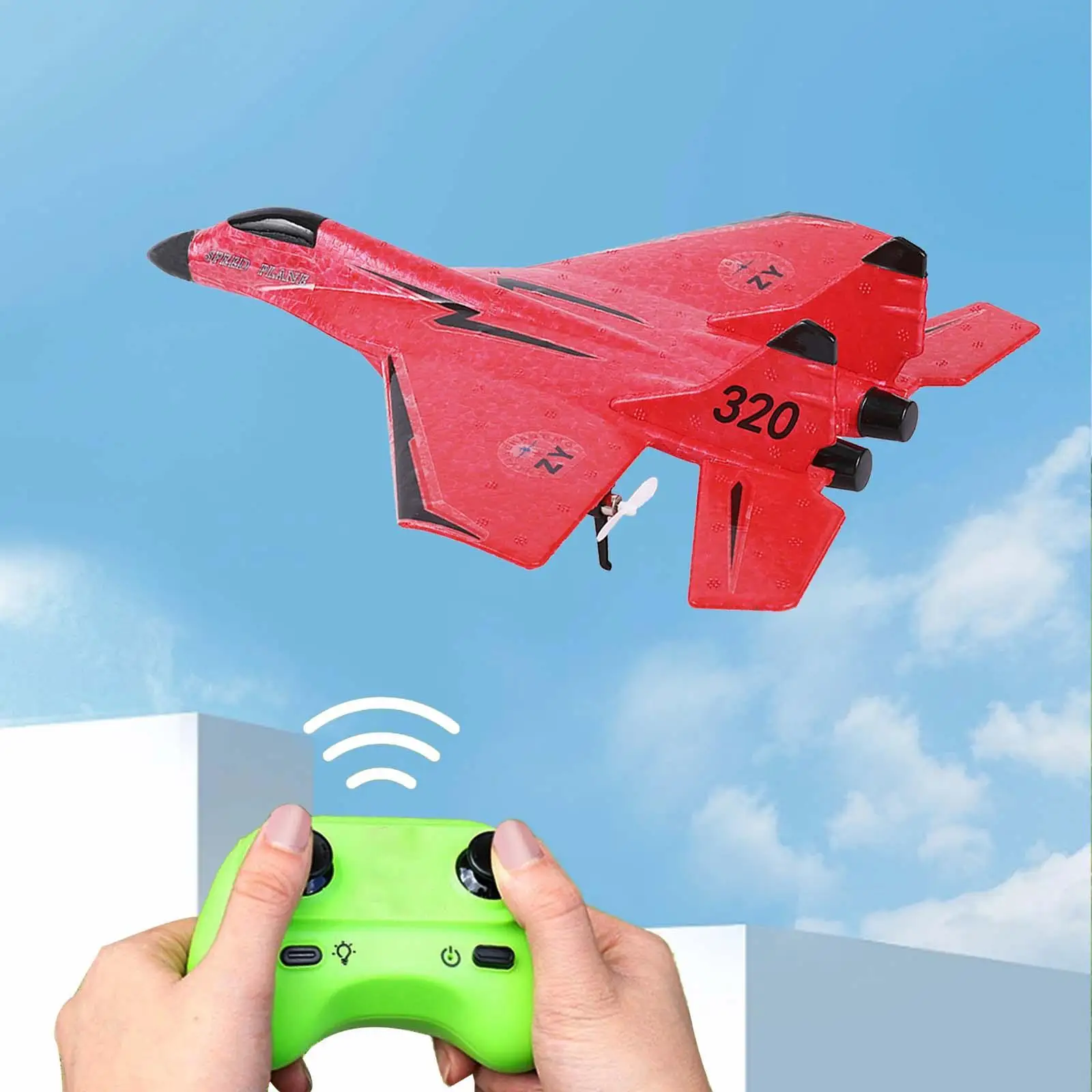 เครื่องบินเจ็ท RC 2CH ของเล่นพร้อมไฟ LED เท่พร้อมรีโมทแบบพกพา