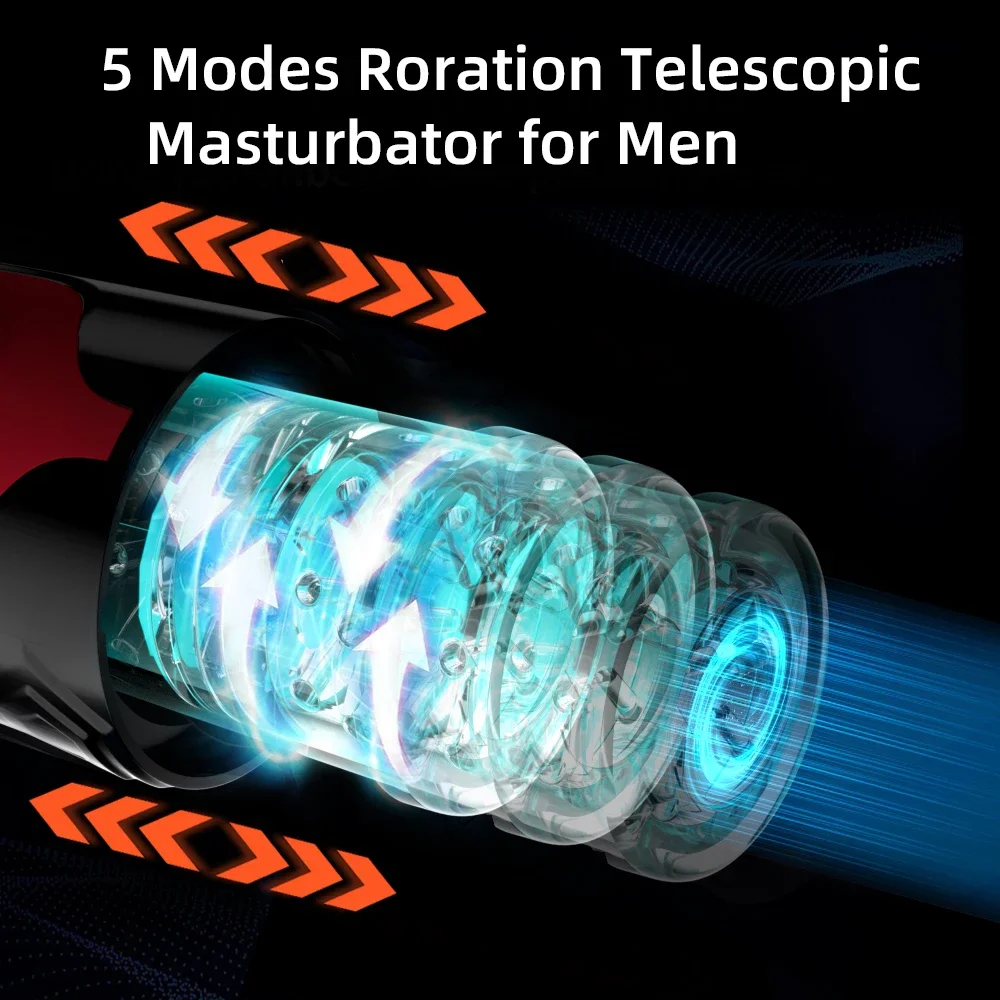 5 Modes Masturbation Automatic Piston Powerful Rotation Telescopic Masturbator Men One Button Speed Up Adult Goods Men