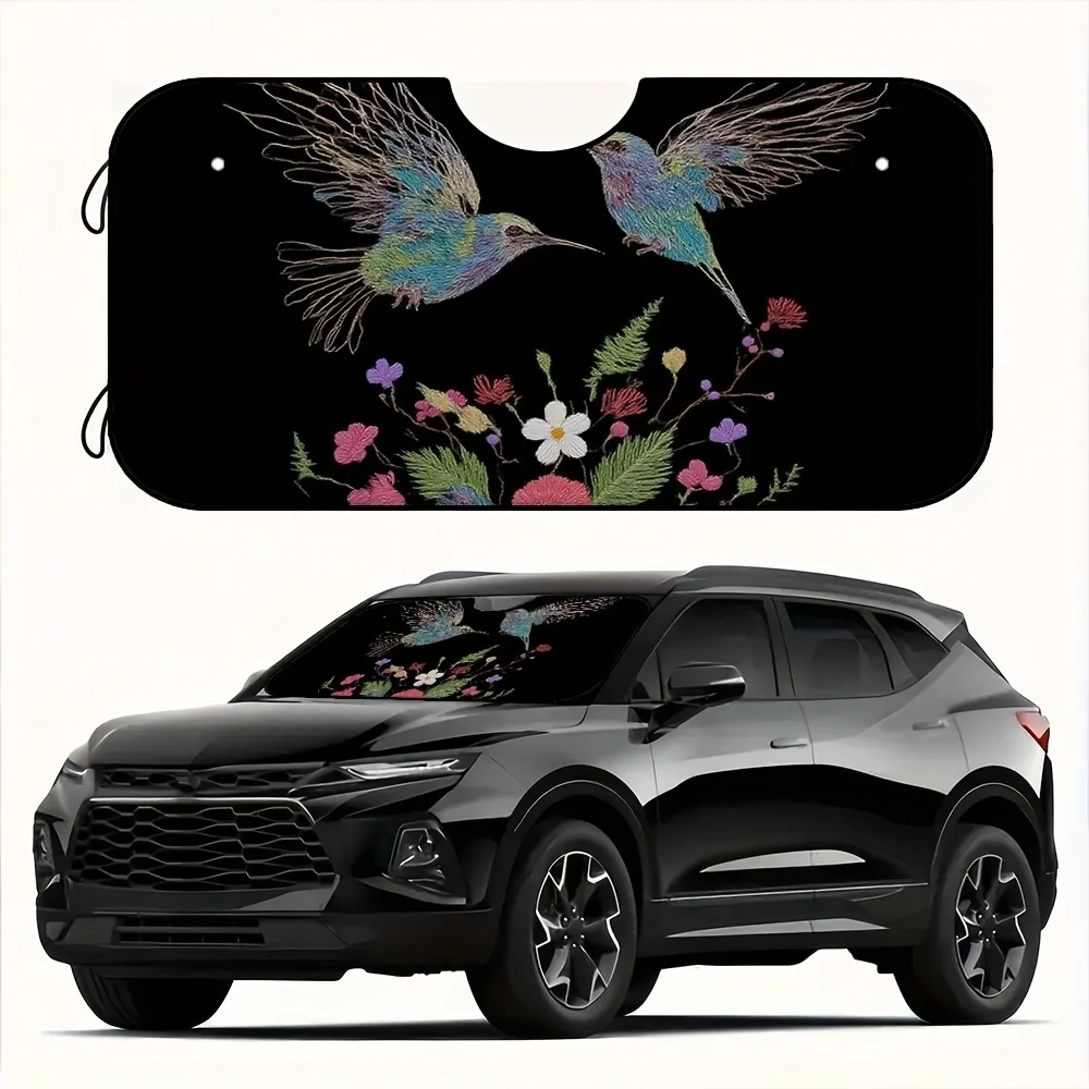 

1pc, Foldable Floral Hummingbird Car Sun Shade, Protects Front Window From Rays, Reflector, Ideal For SUV, Truck, RV, Van, Ensur
