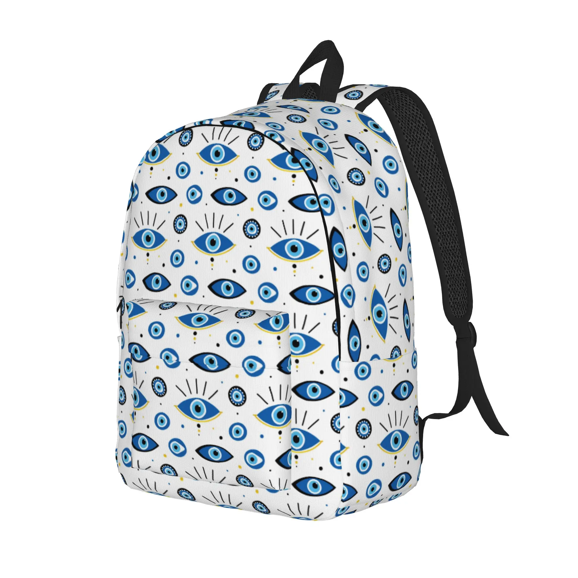 Nazar Evil Eye Lucky Charms Fashion Backpack Sports High School Work Turkish Amulets Daypack for Men Women Laptop Canvas Bags