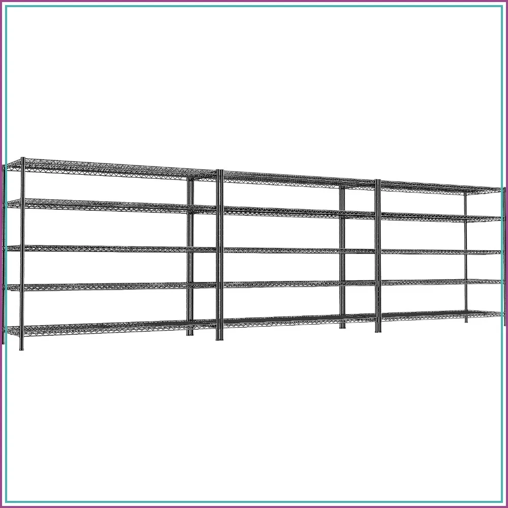 5 Tier Heavy Duty Garage Shelving 55.5"W x 18"D x 71"H Adjustable Metal Wire Unit