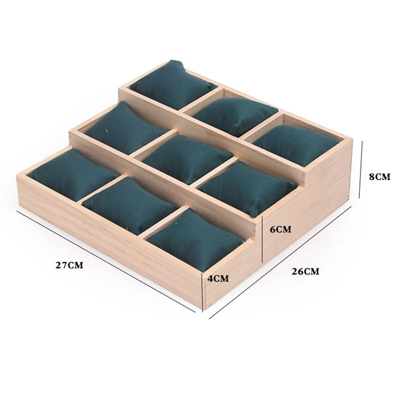 مشاهدة صينية الخشب مع الوسائد قلادة عرض صينية سوار عرض عرض للساعات القلائد والأساور درج العداد