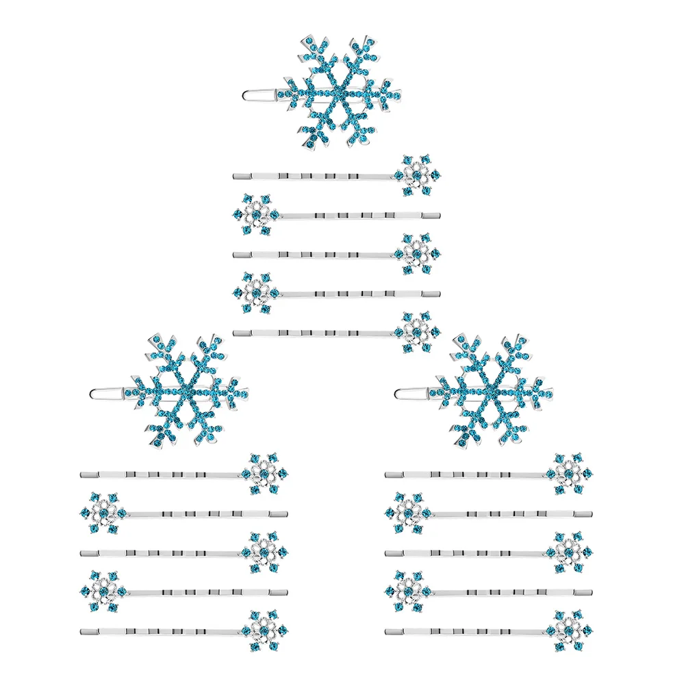 18 Pcs Snowflake Hairpin Clip Set Alloy Barrettes Rhinestone Snowflake Hairpins Crystal Accessories Women's Headwear for Wedding