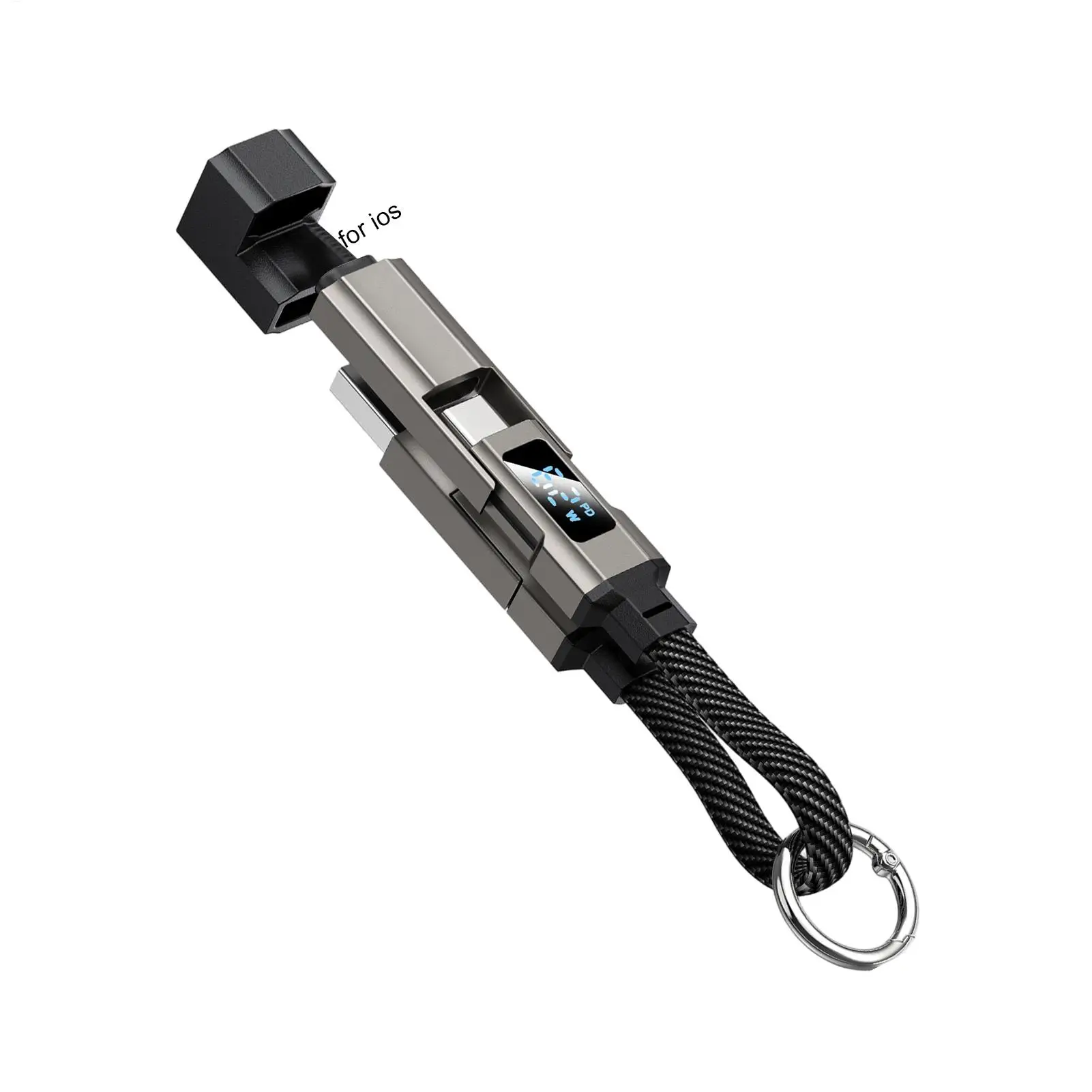 Portable 4 In 1 65W Short Charger Cord USB C Keychain Keychain Fast Charging Cable for Travel Camping Daily Work Home Office