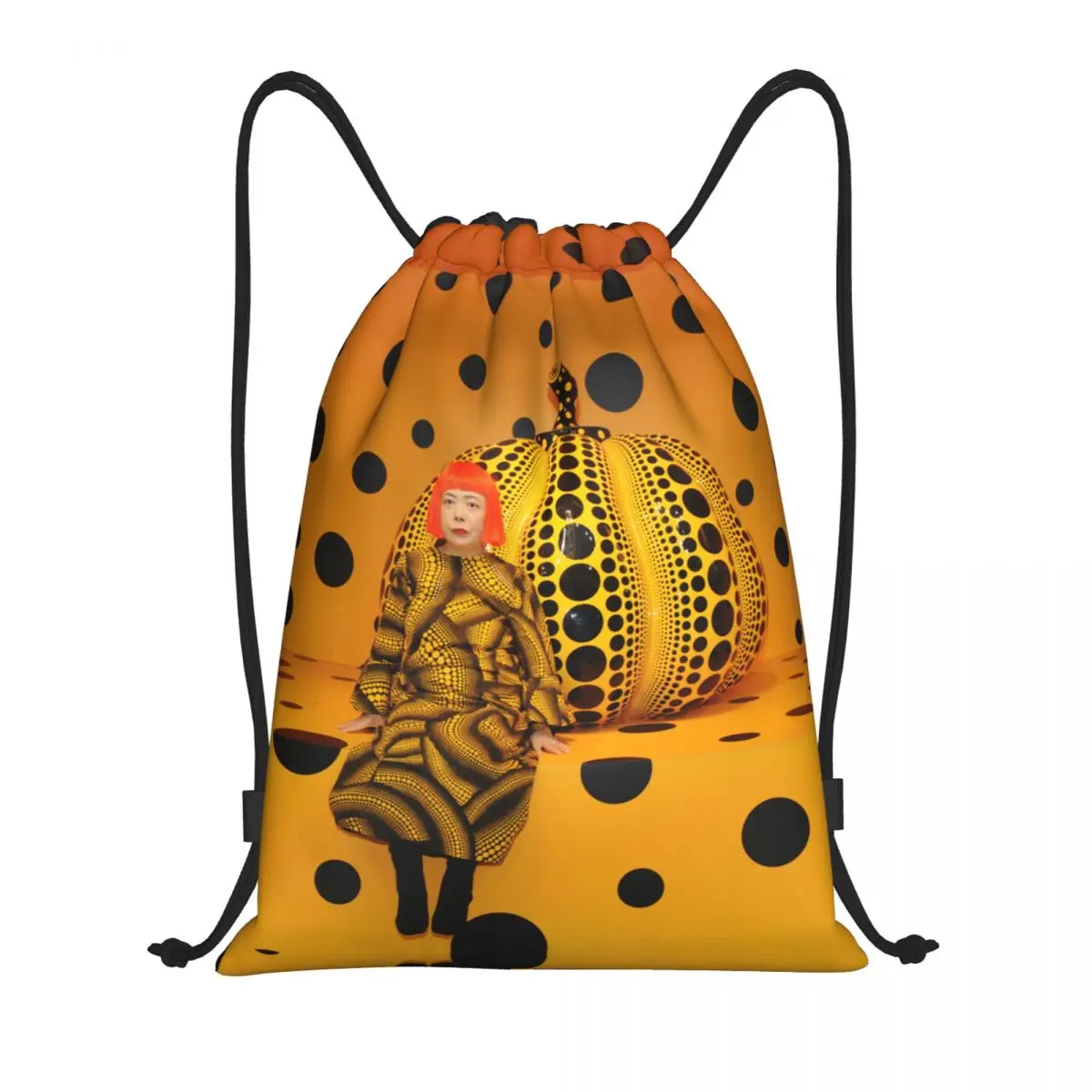 Yayoi Kusama Pumkin Drawstring Backpack Sports Gym Bag for Women Men Abstract Art Shopping Sackpack