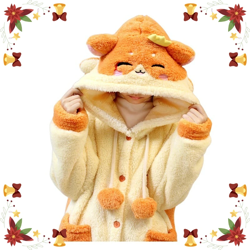 

Комплект для косплея: плюшевая пижама с капюшоном и брюками в стиле аниме Honkai: Star Rail Mydei, теплая зимняя ночная рубашка с капюшоном