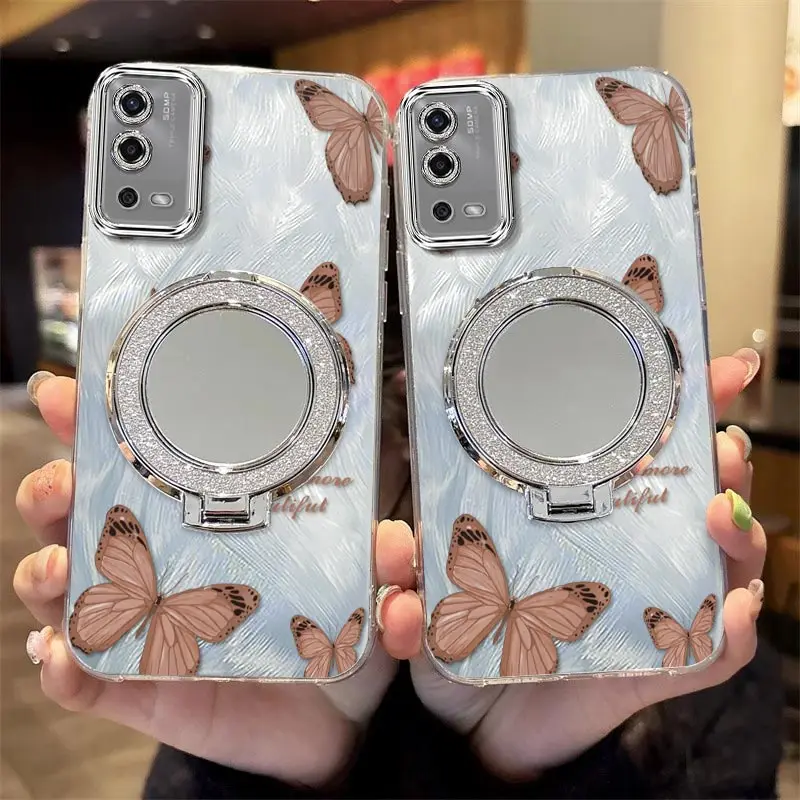 

A 55 lively butterfly Bracelet Holder Phone Case For OPPO A55 A60 A53 A53S A58 A57S A57E A57 A52 A54 A54S A7 Cover