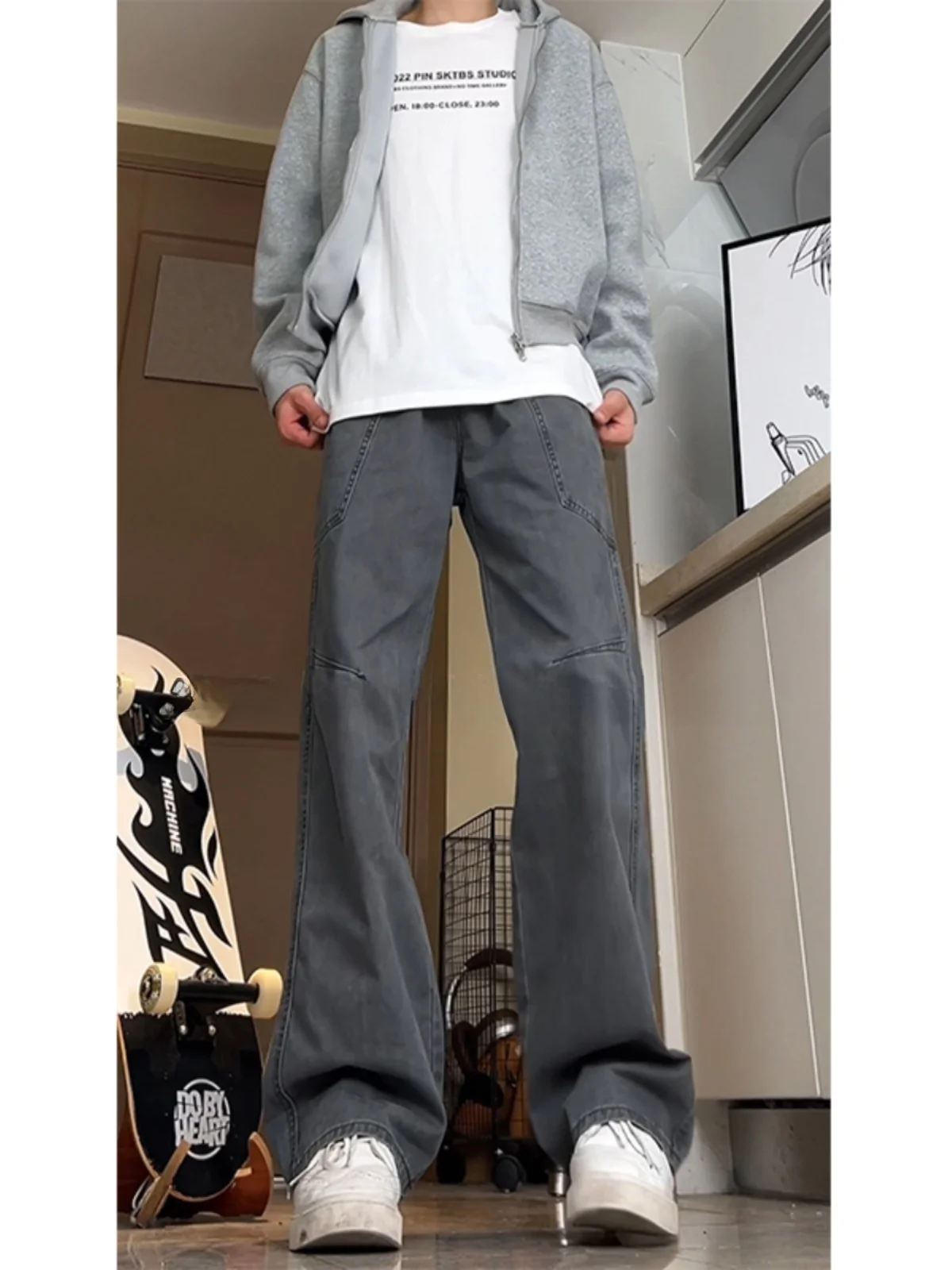 

ay Straight Leg Loose Fit Workwear Trousers Men's Spring Autumn Vintage American Retro Logging Pants Youth Vitali Sle