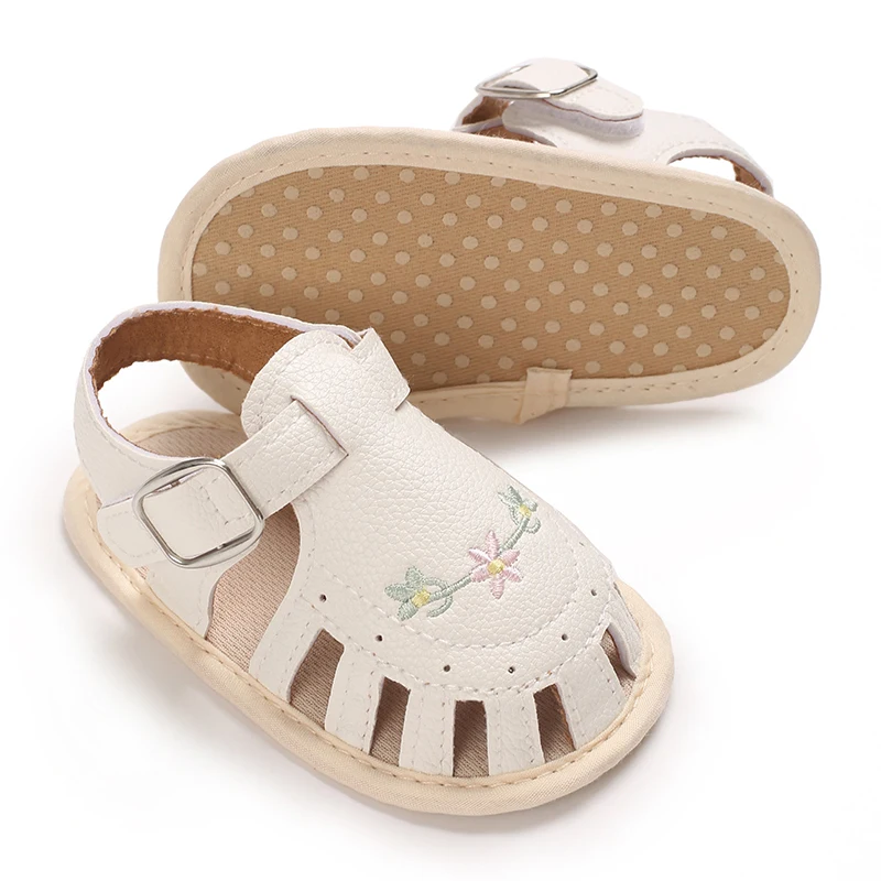 New Summer Embroidery Flower Prewalker Baby Shoes Summer 0-18 Months Baby Shoes Soft Soles Breathable Sandal Toddlers