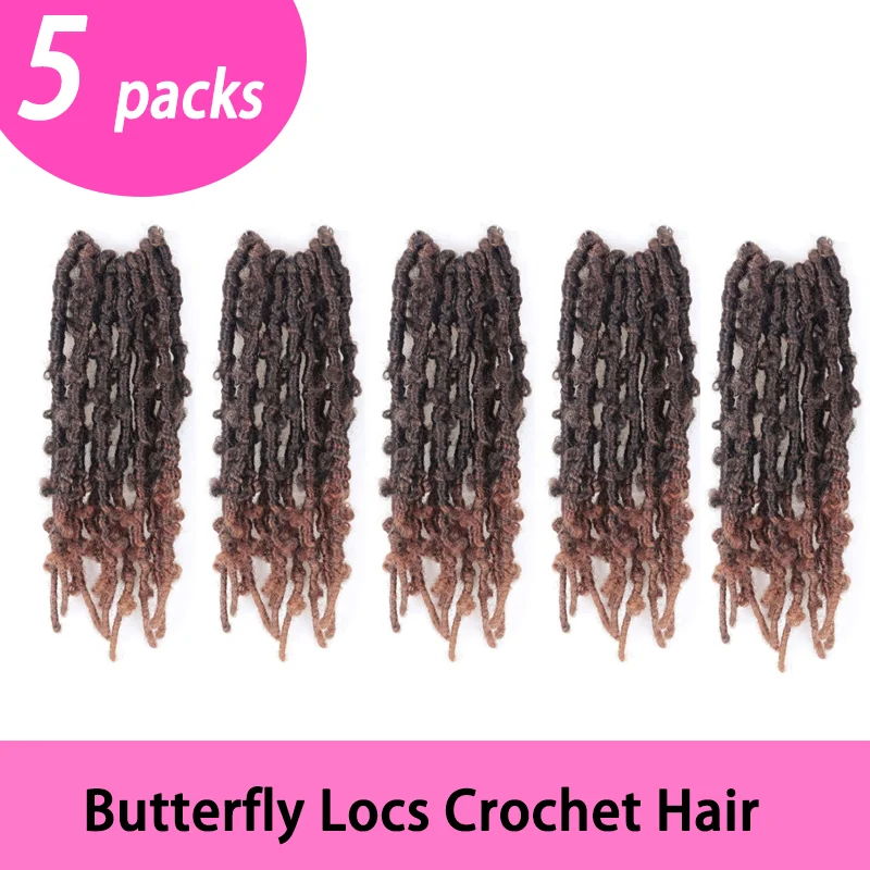 5 paczek syntetycznych włosów do szydełkowania Butterfly Locs, 18/22 cale, wstępnie zapętlone, kolor T30, postarzane warkocze szydełkowe Locs