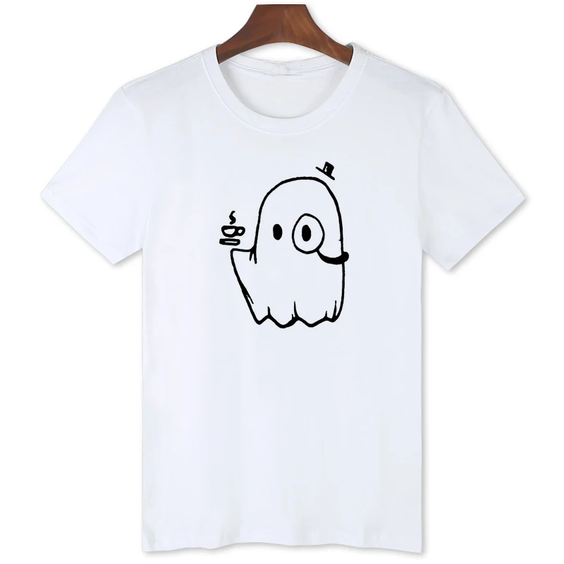 Sketch Ghost Cute T-shirt Men‘s Summer Clothing Short Sleeve Tops Tees Casual Shirt B075