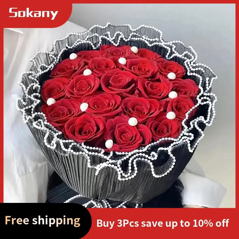a59e-135-jardas-de-papel-de-malha-para-embrulho-de-flores-papel-de-embalagem-floral-de-buque-com-borda-perola-preto-branco-rosa