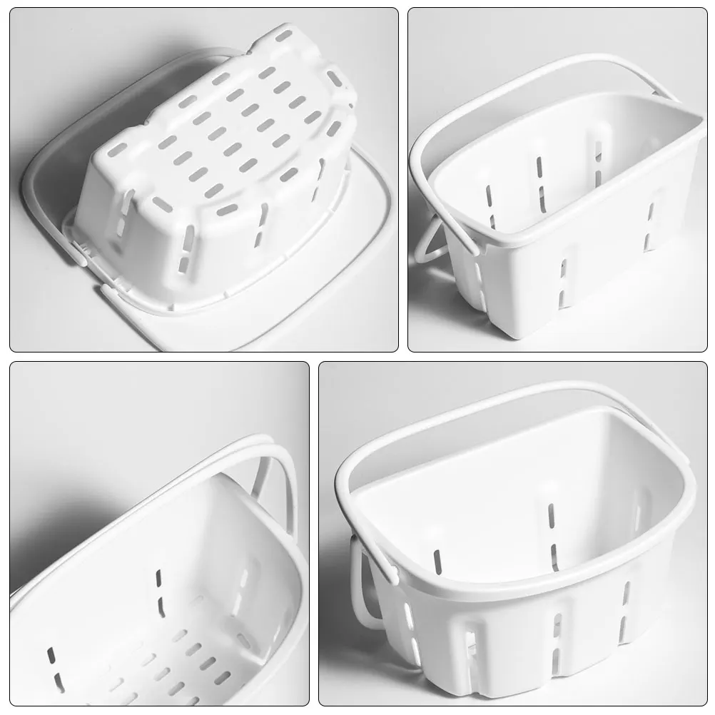 

Plastic Bath Basket Storage ganizer Portable Cloth Container Hollow Design Drain Water Shampoo Conditioner Bathroom Food