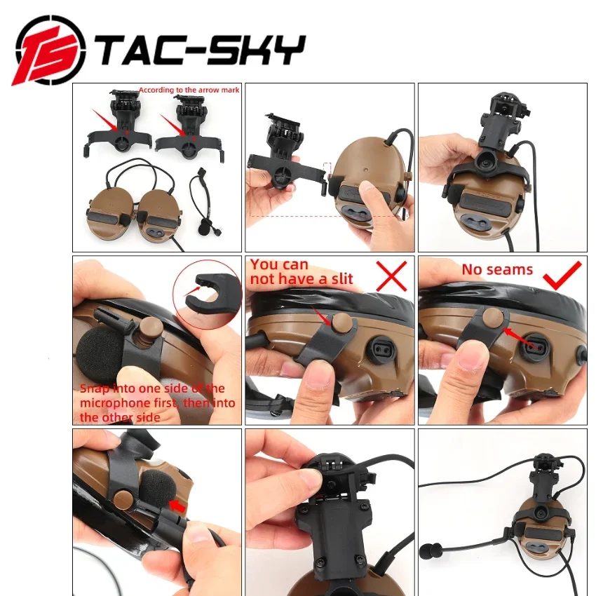 Tactical Headset Fast Track ARC OPS-CORE Helmet Adapter Compatible With Noise Reduction COMTAC II COMTAC III Headset