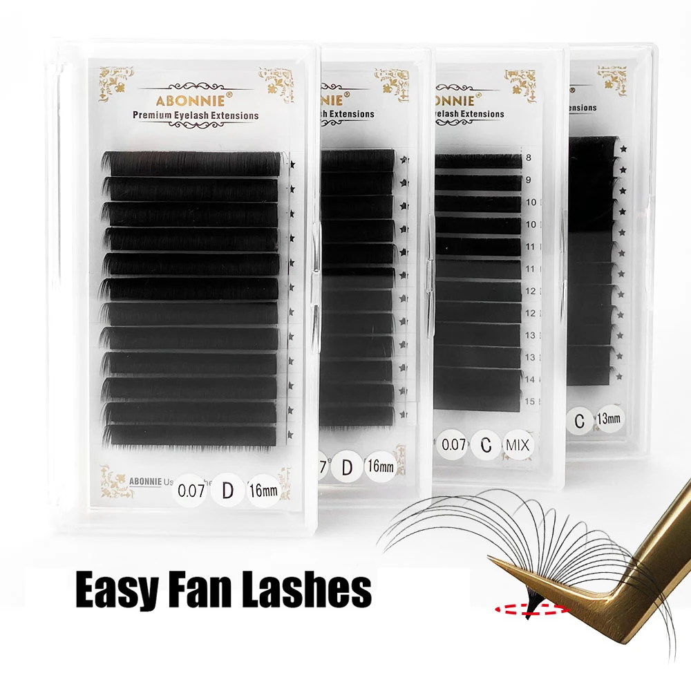 Cílios Abonnie Fan Like Butter Easy Fan: Cílios que florescem automaticamente, Mega Extensões de Cílios