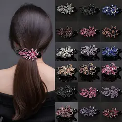 Shiny Rhinestone Hairpin Flower Leaf Duckbill Hair Claws Retro Hair Clips Accessories For Women Shinning Ponytail Headwear