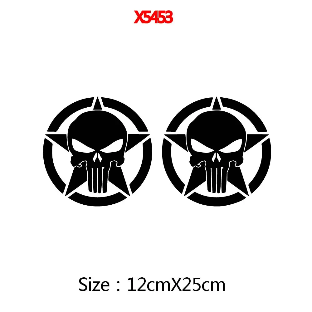 2pcs Star Skull Stickers For Motorcycle Tank Decor Adhesive Sticker Car Biker Helmet Skeleton Decal