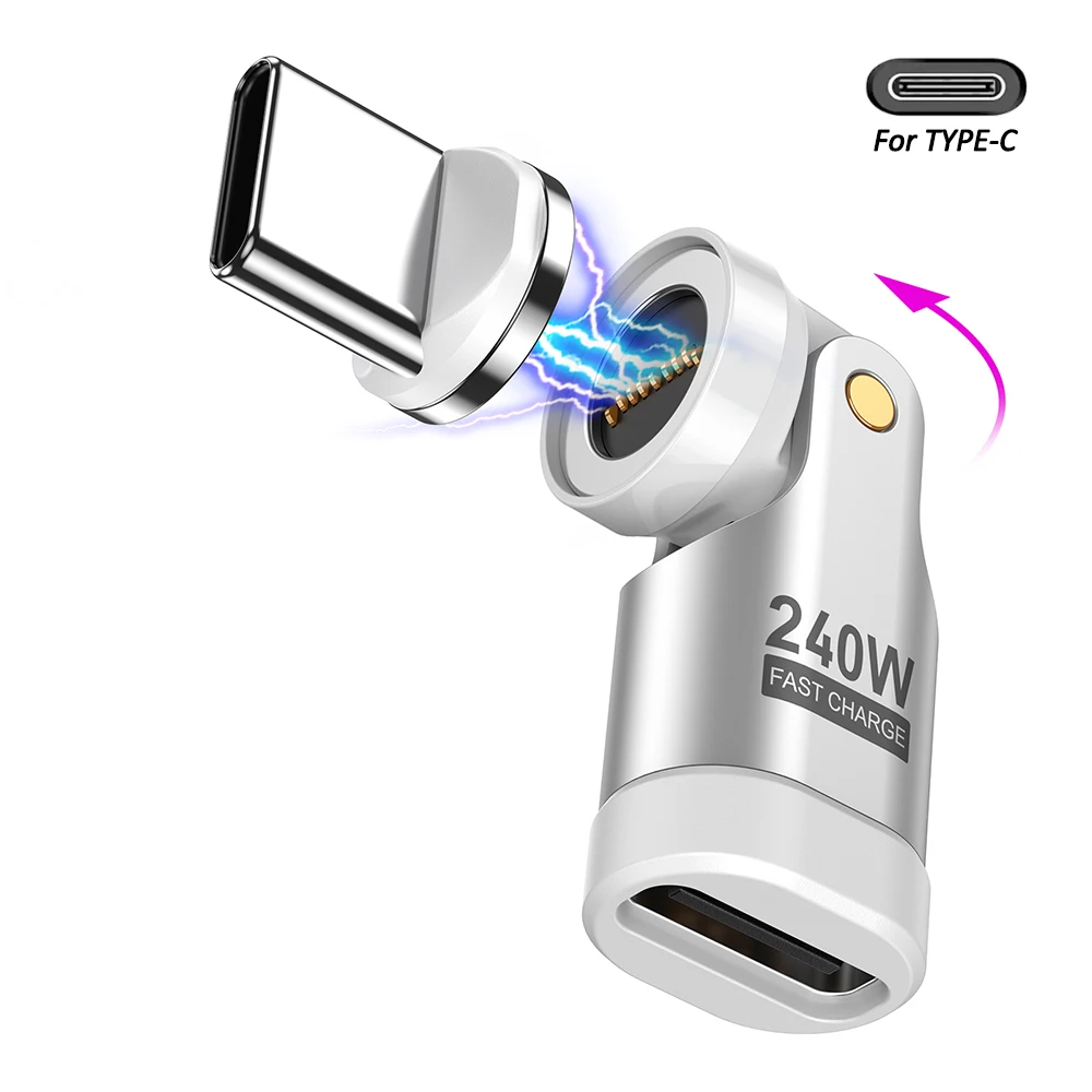 AUFU 240W Magnetischer Typ-C OTG-Adapter 9Pin USB C auf Typ C 5A Schnelllade-USB-C-Buchse OTG-Konverter für iPhon MacBook Samsung