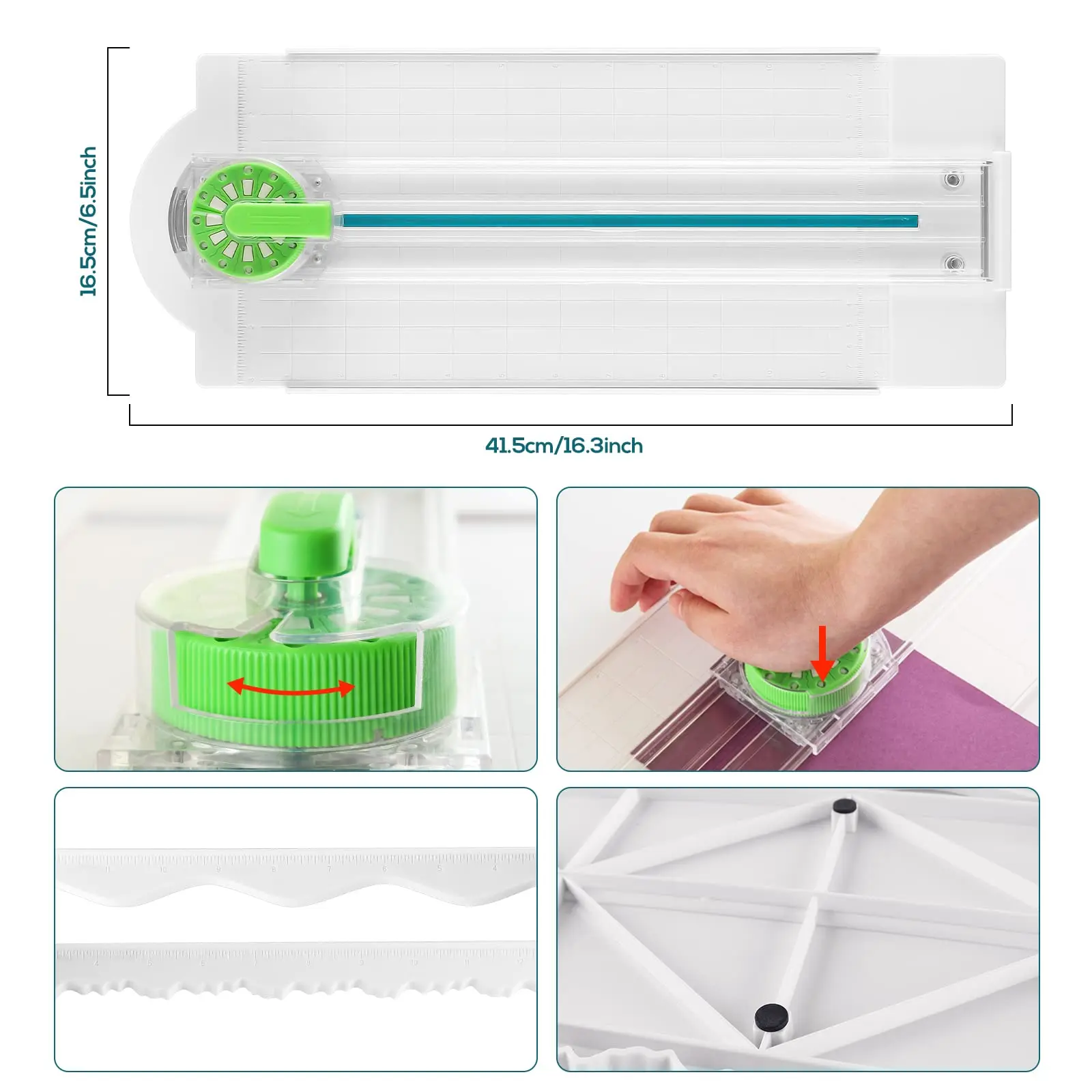 Upgrade 12-Shape in 1 Craft Paper Cutter, 360° Bilateral Cutter Head Swithable, Multi-function Paper Trimmer With Measurements