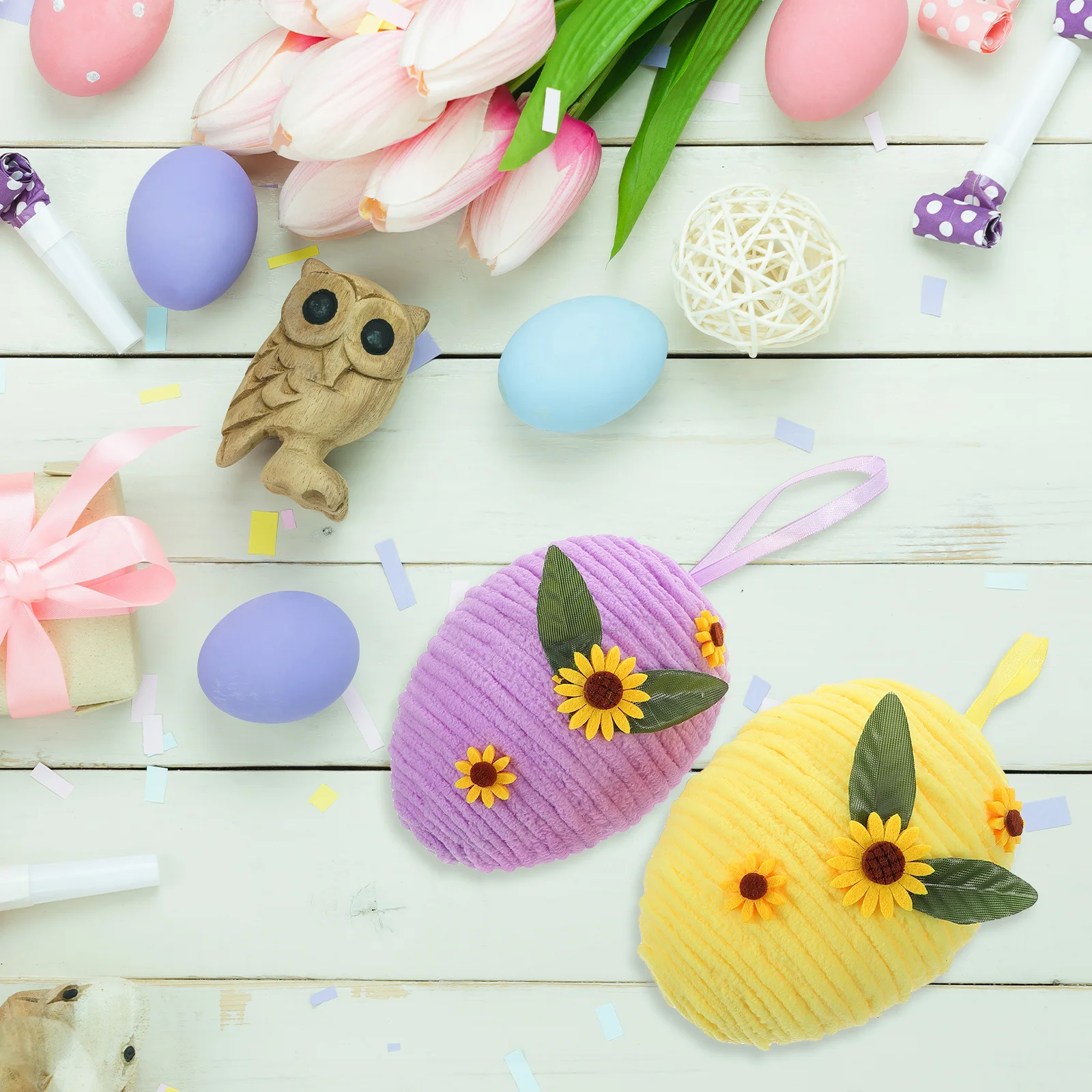 

2pcs Diy Woven Easter Ornaments For Party Festival Decor Egg Shaped Tree Hanging Decorations Easter Egg Hanging Decorations