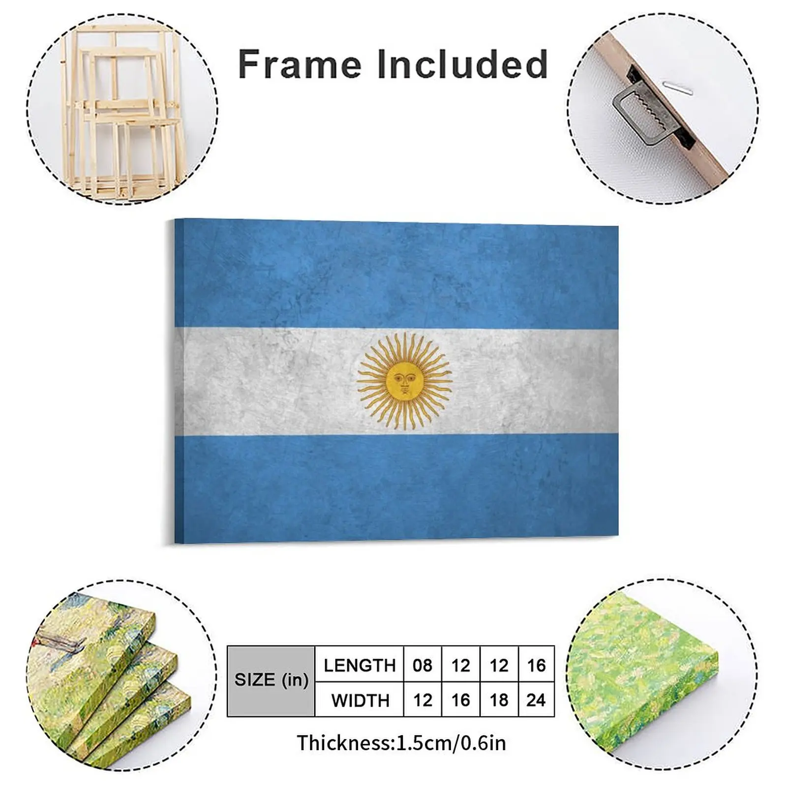 Flag Of Argentina On Wall Canvas Painting Rusty Plaques Pub Printing Designs Framed Wall Paintings