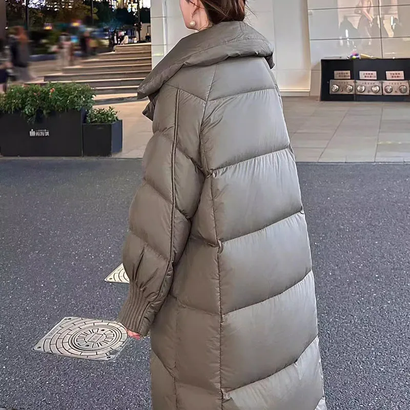 2025 nova moda feminina para baixo jcket inverno quente elegância engrossado simples de alta qualidade pato branco para baixo jaqueta feminina h646