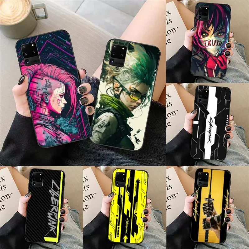 Cyberpunk Girl Anime Phone Case for Samsung Galaxy S23 S22 S21 S10 S9 S8 Plus Ultra Black Soft Phone Cover Funda